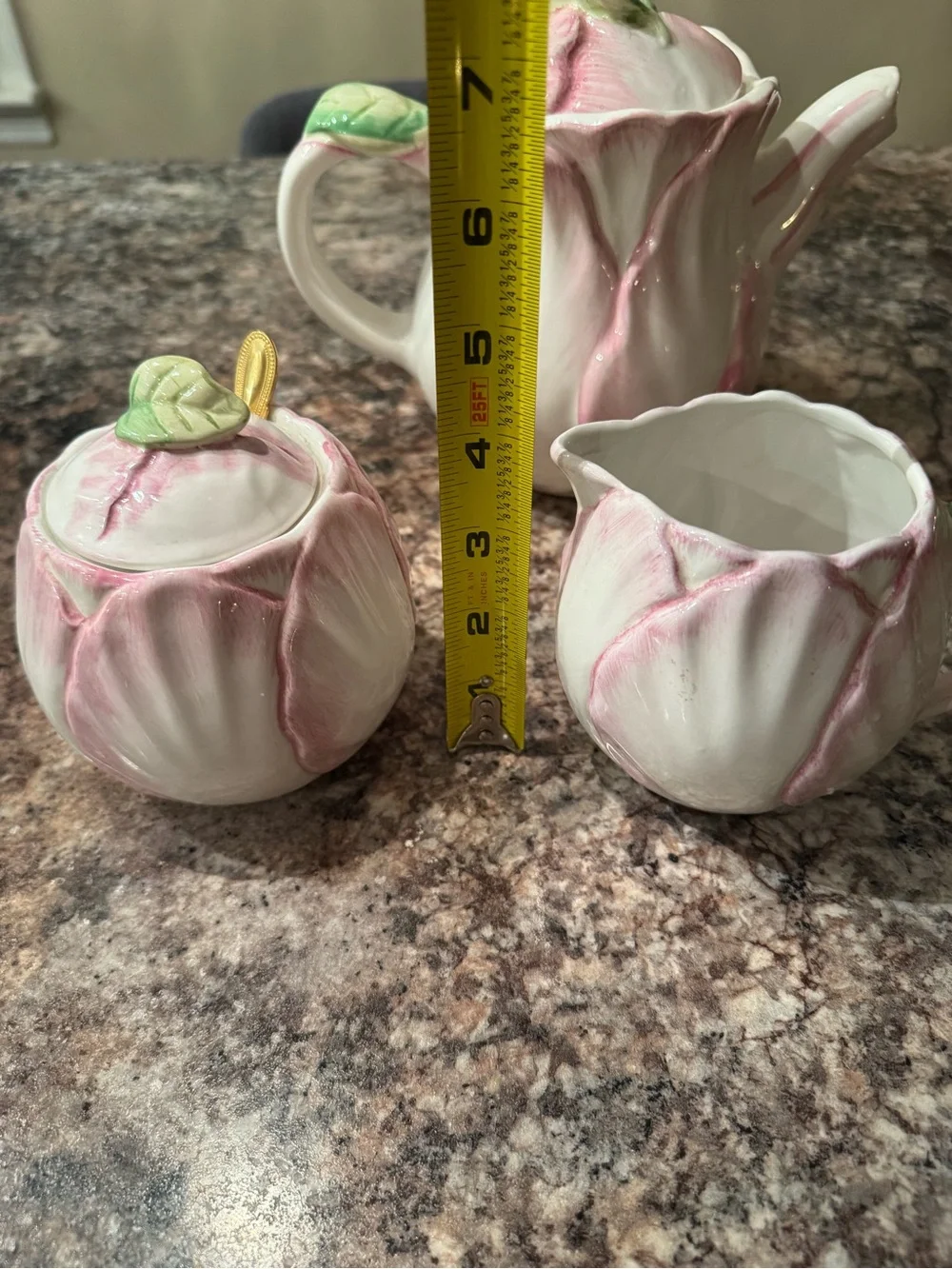 Vintage 1992 The Bombay Company Pink Tulip Ceramic Tea Set